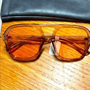NWT Anthropologie Aire Stylish Orange Aviator Sunglasses